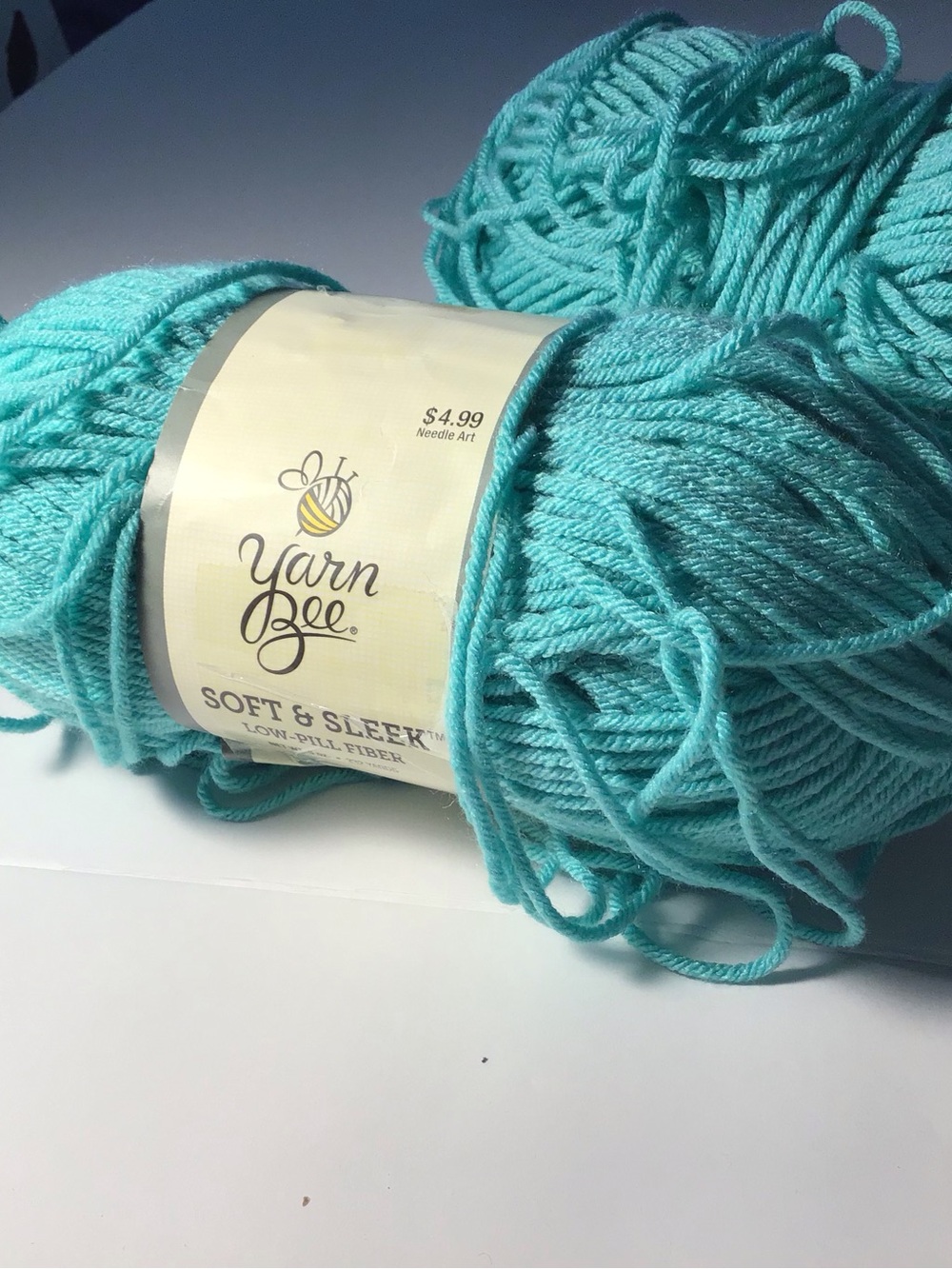 Yarn Bee Soft & Sleek Acrylic Yarn Color Aqua 2skeins 9.5 oz total